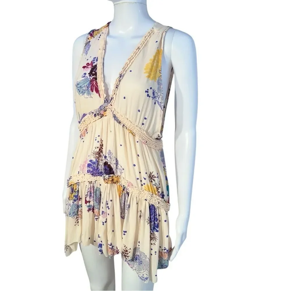 Free People Cream Floral Tunic